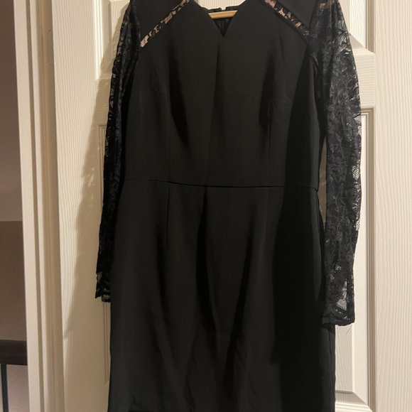 Ivy & Blu Women's Elegant Floral Lace Sleeves Pencil Dress -Black size 16 - Picture 14 of 15